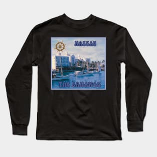 1960S Harbor Sailboat Scene in Nassau, Bahamas Long Sleeve T-Shirt